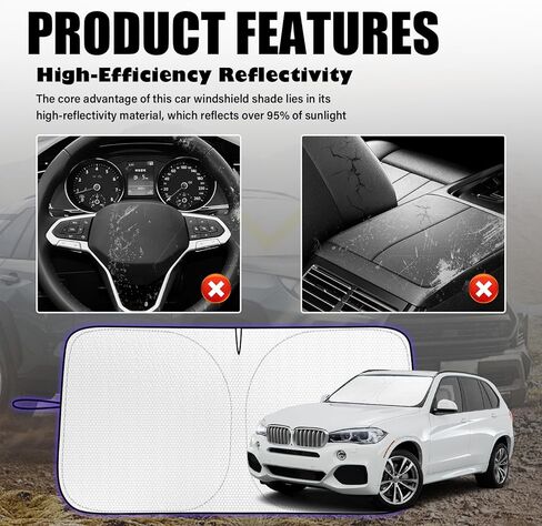 57"×31" Car Windshield Sun Shade,Foldable Sun Shade for Car Windshield with Storage Bag for Blocking Sunlight,Portable Cars Windshields Cover Suns Shades for Cars,SUVs in Saudi Arabia