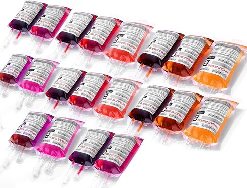 WYNK 20 Pack Halloween Decorations Blood Bag for Drink, 11.5 FL Oz Reusable Cups Containers, Live Blood of Theme Parties, Halloween/Vampire/ Hospital Theme Party Favors, Nurse Graduation Party Props in Saudi Arabia