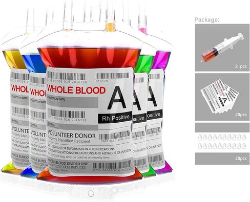 WYNK 20 Pack Halloween Decorations Blood Bag for Drink, 11.5 FL Oz Reusable Cups Containers, Live Blood of Theme Parties, Halloween/Vampire/ Hospital Theme Party Favors, Nurse Graduation Party Props in Saudi Arabia