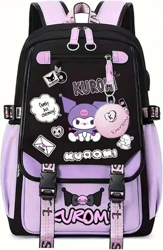 Roffatide anime Kuromi Backpack Printed Business Lugual Luptop Lupments Backpack Propack Travel Heaking Daypacks Rucksack 17 Int in Kuwait