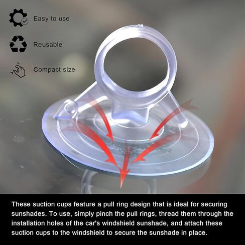24 PCS Glass Strong Transparent Suction Cups, Windshield Sunshade Dovetail Sucker Hooks, Multi-Purpose Window Suction Cups for Car Window Glass Bathroom Kitchen Office Home Decor in Saudi Arabia