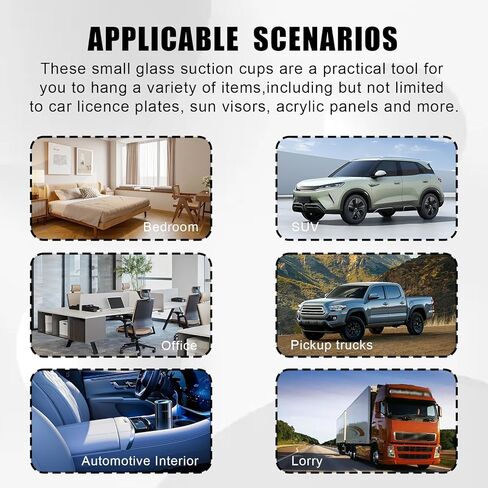 24 PCS Glass Strong Transparent Suction Cups, Windshield Sunshade Dovetail Sucker Hooks, Multi-Purpose Window Suction Cups for Car Window Glass Bathroom Kitchen Office Home Decor in Saudi Arabia
