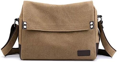 Men's Canvas Bag Crossbody Shoulder Messenger Bag for Work Travel Laptop Bag with Adjustable Strap in Kuwait