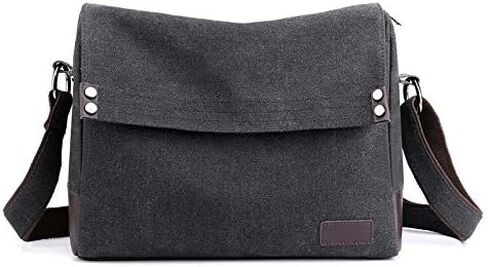 Men's Canvas Bag Crossbody Shoulder Messenger Bag for Work Travel Laptop Bag with Adjustable Strap in Kuwait