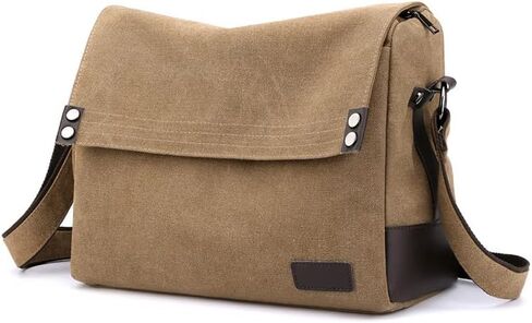 Men's Canvas Bag Crossbody Shoulder Messenger Bag for Work Travel Laptop Bag with Adjustable Strap in Kuwait