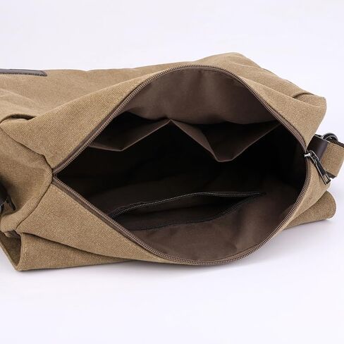 Men's Canvas Bag Crossbody Shoulder Messenger Bag for Work Travel Laptop Bag with Adjustable Strap in Kuwait