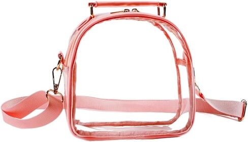 Clear Tote Bag Fluorescence Handbags Waterproof Jelly Transparent Crossbody Bag Simple Portable Shoulder Bag Cosmetic Storage Case(Pink) in Kuwait