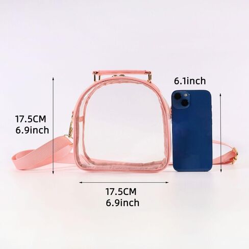 Clear Tote Bag Fluorescence Handbags Waterproof Jelly Transparent Crossbody Bag Simple Portable Shoulder Bag Cosmetic Storage Case(Pink) in Kuwait