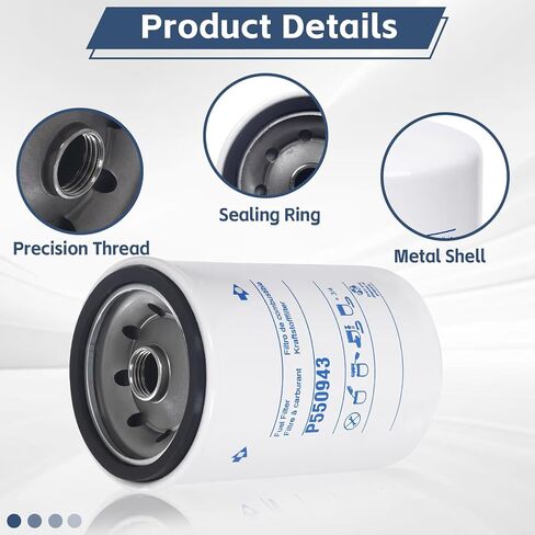 2 Pack P550943 Fuel Filter Compatible With Detroit Diesel Engines, Light-Duty Trucks, GMC 6.2L Engines Replace P553004, FF5033, TP943, FF5018, 25011214, BF782 in Saudi Arabia