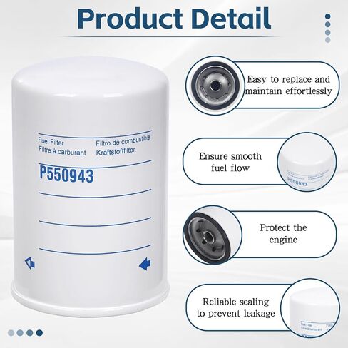2 Pack P550943 Fuel Filter Compatible With Detroit Diesel Engines, Light-Duty Trucks, GMC 6.2L Engines Replace P553004, FF5033, TP943, FF5018, 25011214, BF782 in Saudi Arabia