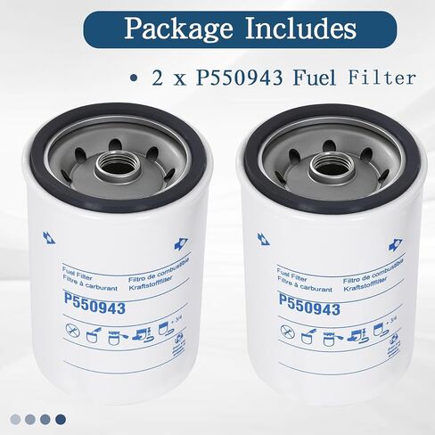 2 Pack P550943 Fuel Filter Compatible With Detroit Diesel Engines, Light-Duty Trucks, GMC 6.2L Engines Replace P553004, FF5033, TP943, FF5018, 25011214, BF782 in Saudi Arabia