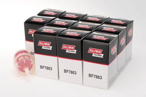 فلتر الوقود الشبكي بالدوين BF7863 - 2.06 بوصة OD × 4.75 بوصة الطول، 1/4 بوصة - 5/16 بوصة مدخل/مخرج عالمي، وسائط من النايلون، يستبدل WIX 33972 / Woodgate WGF9149 / Fleetguard FF5430 (عبوة من 12 قطعة) in Kuwait