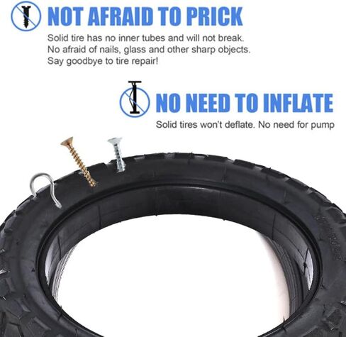 12 Inch Solid Tire for Ebike Scooter, 12x2.4, Puncture-Resistant Rubber Tyre with Non-Slip Tread, Deep Traction Design, Black in Saudi Arabia