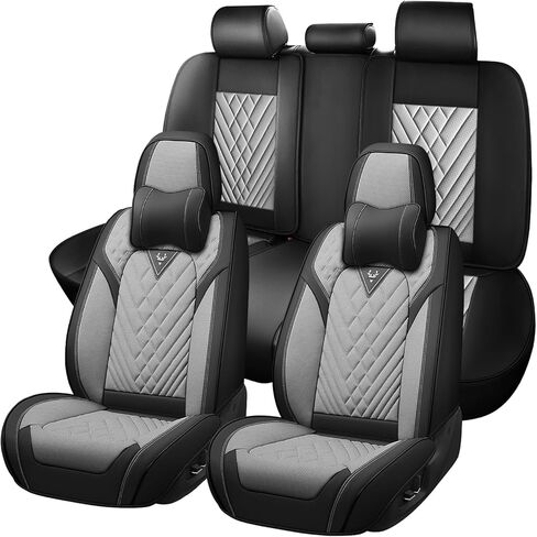 Car Seat Covers for Lexus 2000-2026, Waterproof Nappa Leather Full Set Seat Cover, Anti-Slip and Comfortable Automotive Seat Protector&Accessories(Gray Black) in Saudi Arabia