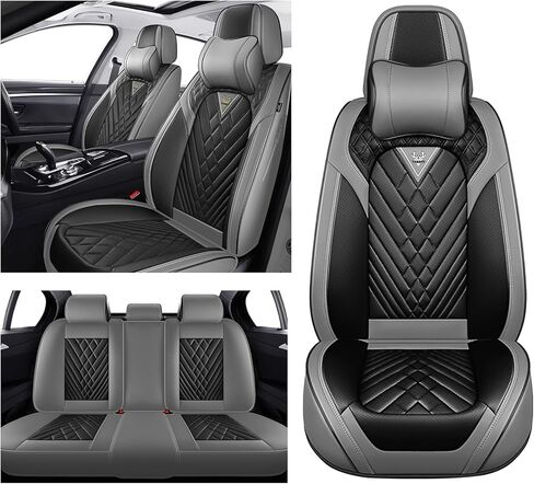 Car Seat Covers for Lexus 2000-2026, Waterproof Nappa Leather Full Set Seat Cover, Anti-Slip and Comfortable Automotive Seat Protector&Accessories(Gray Black) in Saudi Arabia