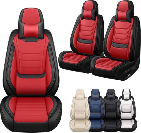 أغطية مقاعد مناسبة لسيارة Toyota 4Runner 2000-2025، أغطية مقاعد سيارة عائلية مقاومة للماء وسهلة التنظيف، غير قابلة للانزلاق، متوافقة مع الوسادة الهوائية ومقعد الأمان، 5 مقاعد، أسود وأحمر in Kuwait