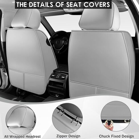Car Seat Covers for Chrysler Town Country 2001-2016, 2 Piece Set Nappa Leather Non-Slip Seat Protectors, Breathable Seat Cover Set. (Standard 2 Seats, Black Grey) in Kuwait