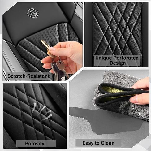 Car Seat Covers for Chrysler Town Country 2001-2016, 2 Piece Set Nappa Leather Non-Slip Seat Protectors, Breathable Seat Cover Set. (Standard 2 Seats, Black Grey) in Kuwait