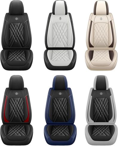 Car Seat Covers for Chrysler Town Country 2001-2016, 2 Piece Set Nappa Leather Non-Slip Seat Protectors, Breathable Seat Cover Set. (Standard 2 Seats, Black Grey) in Kuwait