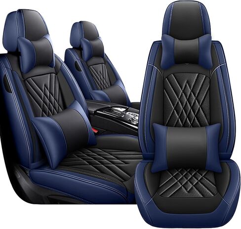 Car Seat Covers for Chrysler Town Country 2001-2016, 2 Piece Set Nappa Leather Non-Slip Seat Protectors, Breathable Seat Cover Set. (Standard 2 Seats, Black Grey) in Kuwait