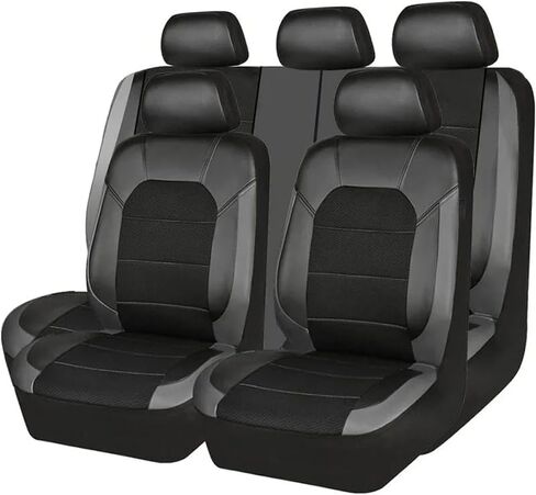 Leather Car Seat Covers Full Set for Isuzu D-Max (2012-2019), Comfort Automotive 5 Seat Covers All Season, Car Seat Protector Waterproof, Car Seat Cushion Accessories,A/Black-Gray in Saudi Arabia