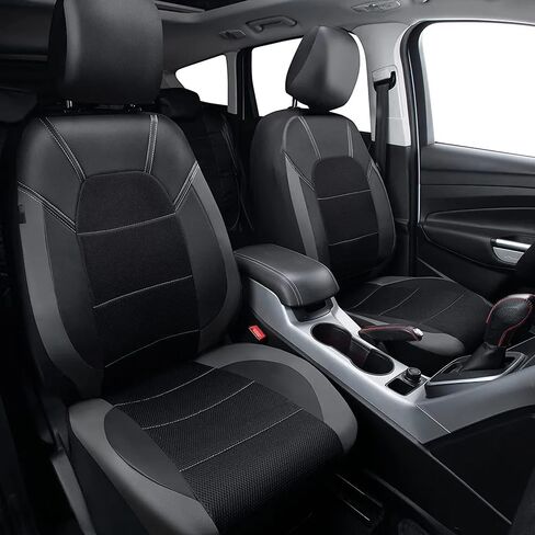 Leather Car Seat Covers Full Set for Isuzu D-Max (2012-2019), Comfort Automotive 5 Seat Covers All Season, Car Seat Protector Waterproof, Car Seat Cushion Accessories,A/Black-Gray in Saudi Arabia