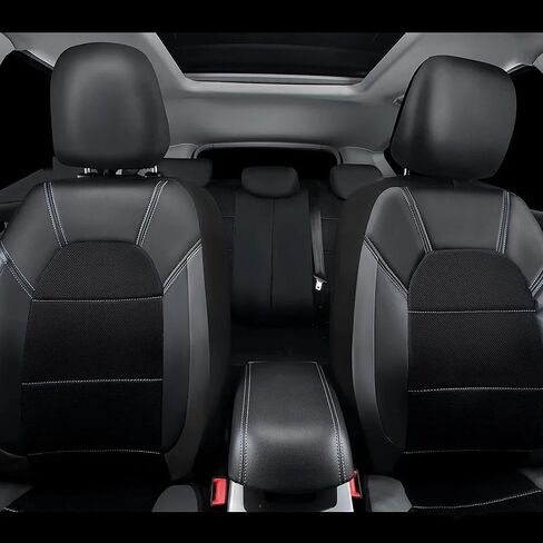 Leather Car Seat Covers Full Set for Isuzu D-Max (2012-2019), Comfort Automotive 5 Seat Covers All Season, Car Seat Protector Waterproof, Car Seat Cushion Accessories,A/Black-Gray in Saudi Arabia