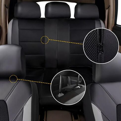 Leather Car Seat Covers Full Set for Isuzu D-Max (2012-2019), Comfort Automotive 5 Seat Covers All Season, Car Seat Protector Waterproof, Car Seat Cushion Accessories,A/Black-Gray in Saudi Arabia