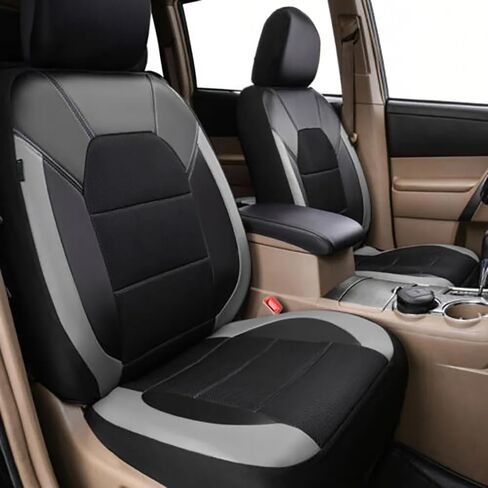 Leather Car Seat Covers Full Set for Isuzu D-Max (2012-2019), Comfort Automotive 5 Seat Covers All Season, Car Seat Protector Waterproof, Car Seat Cushion Accessories,A/Black-Gray in Saudi Arabia