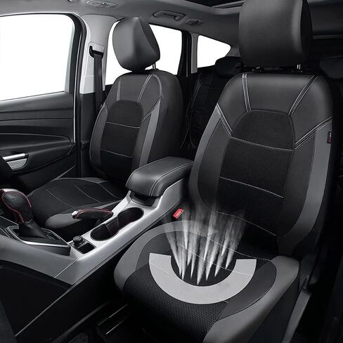 Leather Car Seat Covers Full Set for Isuzu D-Max (2012-2019), Comfort Automotive 5 Seat Covers All Season, Car Seat Protector Waterproof, Car Seat Cushion Accessories,A/Black-Gray in Saudi Arabia