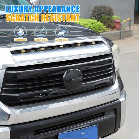 Car Front Emblem Trim Cover Compatible with Toyota Tundra 2007-2026, ABS Front Grille Emblem Smoked Badge Logo Cover Circle Ring Decorative Overlay Accessories (Black-US Flag, 2007-2021) in Kuwait