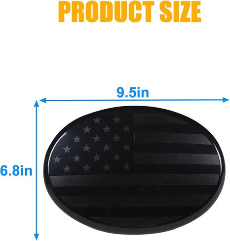 Car Front Emblem Trim Cover Compatible with Toyota Tundra 2007-2026, ABS Front Grille Emblem Smoked Badge Logo Cover Circle Ring Decorative Overlay Accessories (Black-US Flag, 2007-2021) in Kuwait