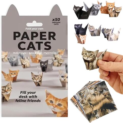 DIY Paper Cat Origami Kit 50 Sheets Paper Cat Craft Set, 3D Cat Figures Folding Kit, Handmade Desk Decor Gift for Pet Lovers Adults in Saudi Arabia