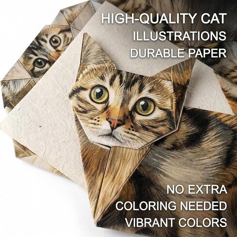 DIY Paper Cat Origami Kit 50 Sheets Paper Cat Craft Set, 3D Cat Figures Folding Kit, Handmade Desk Decor Gift for Pet Lovers Adults in Saudi Arabia