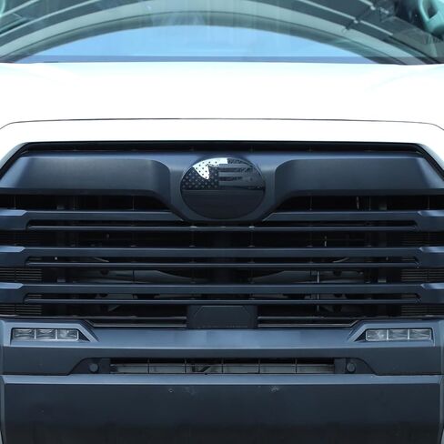 Car Front Emblem Trim Cover Compatible with Toyota Tundra 2007-2026, ABS Front Grille Emblem Smoked Badge Logo Cover Circle Ring Decorative Overlay Accessories (Black-US Flag, 2007-2021) in Kuwait