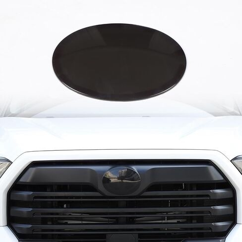Car Front Emblem Trim Cover Compatible with Toyota Tundra 2007-2026, ABS Front Grille Emblem Smoked Badge Logo Cover Circle Ring Decorative Overlay Accessories (Black-US Flag, 2007-2021) in Kuwait