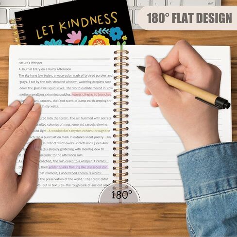 NATSUNO Boho زهري الصحة العقلية دوامة دفتر يومية 5.5x8.3in، دفاتر ملاحظات تحفيزية ملهمة لتدوين الملاحظات، مجلة العلاج للنساء، دع اللطف بلوم دفتر غلاف صلب in Kuwait