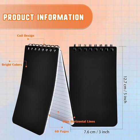 80 Pcs Mini Spiral Notebooks Bulk Black Pocket Notepads 3 x 5 Inch 60 Sheets/120 Pages Small Spiral Notepads for Kids School Classroom Office in Saudi Arabia