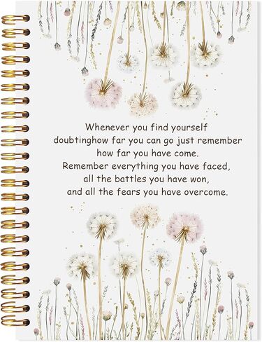 LADOCK Dandelion Floral Inspirational Notebook, Motivational Floral Journal for Women, Positive Affirmation Gifts Spiral Notebook, Inspirational Gifts for Women Journal, 5.5x8.3 in Saudi Arabia