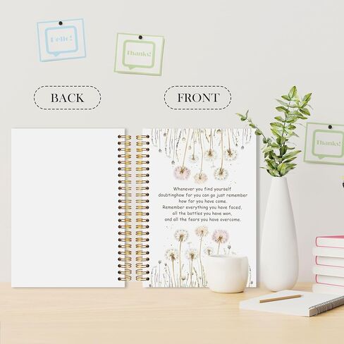 LADOCK Dandelion Floral Inspirational Notebook, Motivational Floral Journal for Women, Positive Affirmation Gifts Spiral Notebook, Inspirational Gifts for Women Journal, 5.5x8.3 in Saudi Arabia
