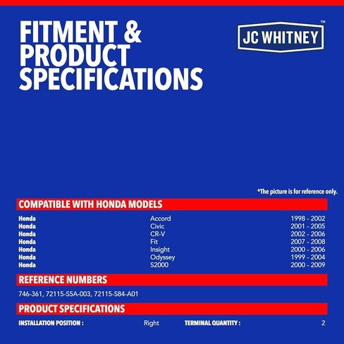 مشغل قفل الباب JC Whitney JFBAJCWDLA00871 - متوافق مع Honda CR-V 2002-2006، Civic 2001-2005، Accord 1998-2002، Odyssey 1999-2004، Fit 2007-2008، Insight 2000-2006، S2000 2000-2009 in Kuwait