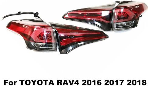 المصابيح الخلفية لـ 2016 2017 2018 ToyotaRAV4 RAV-4 الخارجي + المصابيح الخلفية الداخلية مصابيح اليسار + اليمين مجموعة استبدال مجموعة مصابيح الفرامل الهالوجين 8156142211 815500R061 815900R030 815800R030 أحمر in Kuwait