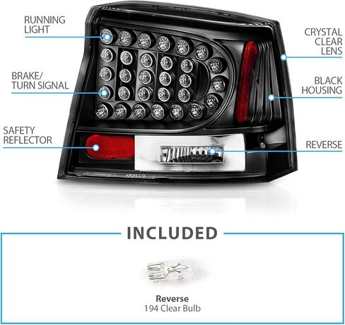 مجموعة مصابيح خلفية بديلة للفرامل LED باللون الأسود من AmeriLite لسيارة دودج تشارجر 06-08 - جانب الركاب والسائق in Kuwait