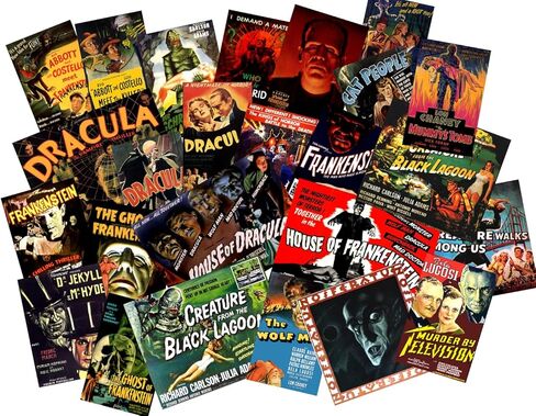 Classic Universal Monsters Movie Posters Vinyl Stickers - Set of 25 Monsters Dracula Nosferatu Frankenstein Wolf Man Creature from Black Lagoon in Saudi Arabia