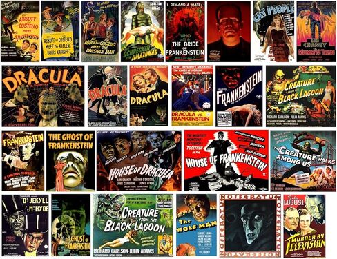 Classic Universal Monsters Movie Posters Vinyl Stickers - Set of 25 Monsters Dracula Nosferatu Frankenstein Wolf Man Creature from Black Lagoon in Saudi Arabia