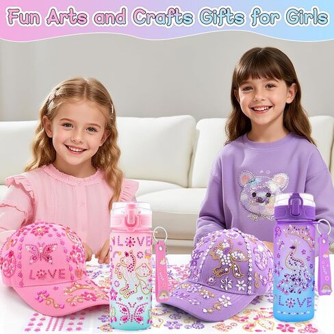 Gifts for Girls Decorate Your Own Water Bottle and Baseball Cap, Birthday Gifts for Girls Ages 4 5 6 7 8 9 Year Old, Fun Arts and Crafts Kit for Kids Ages 4-6, DIY Unicorn Stickers for Girl 6-8 4-8 in Saudi Arabia