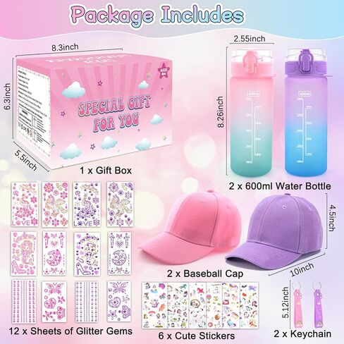 Gifts for Girls Decorate Your Own Water Bottle and Baseball Cap, Birthday Gifts for Girls Ages 4 5 6 7 8 9 Year Old, Fun Arts and Crafts Kit for Kids Ages 4-6, DIY Unicorn Stickers for Girl 6-8 4-8 in Saudi Arabia
