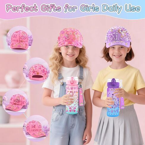 Gifts for Girls Decorate Your Own Water Bottle and Baseball Cap, Birthday Gifts for Girls Ages 4 5 6 7 8 9 Year Old, Fun Arts and Crafts Kit for Kids Ages 4-6, DIY Unicorn Stickers for Girl 6-8 4-8 in Saudi Arabia