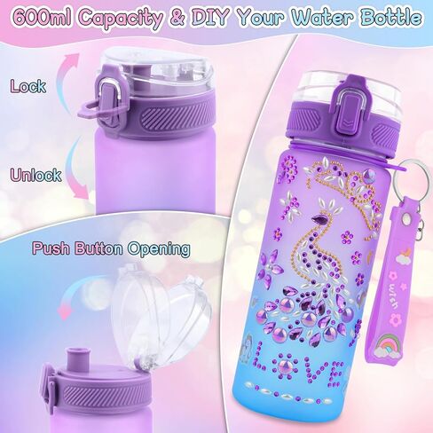 Gifts for Girls Decorate Your Own Water Bottle and Baseball Cap, Birthday Gifts for Girls Ages 4 5 6 7 8 9 Year Old, Fun Arts and Crafts Kit for Kids Ages 4-6, DIY Unicorn Stickers for Girl 6-8 4-8 in Saudi Arabia