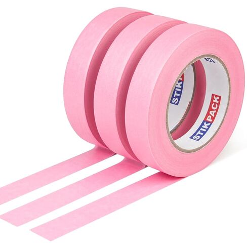 3 Rolls Premium Pink Painters Tape 0.94" x 55 Yards, Automotive Masking Tape, Paint Tape for Multi-Purpose, Painting, Painter's, DIY Crafts Arts Decoration Labeling No Residue, Easy Removal in Saudi Arabia